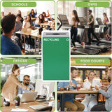 Alpine Industries 29 Gallon Trash/Recycling Cans, Steel, Green Recycling Can with Mixed Lid (ALH4450KITGRNMR) Each