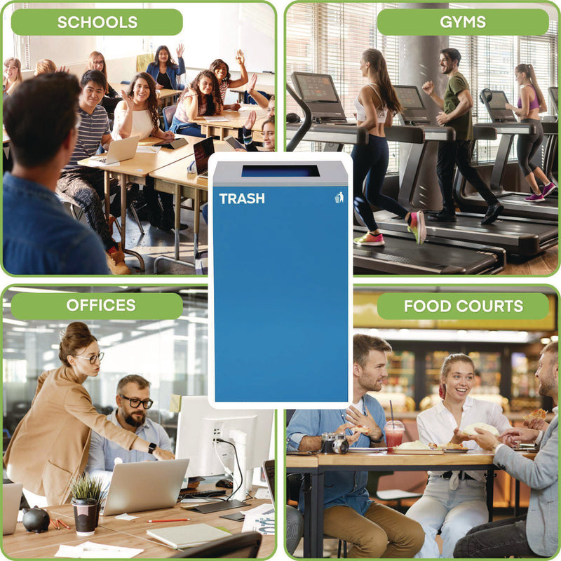 Alpine Industries 29 Gallon Trash/Recycling Cans, Steel, Blue Trash Can with Square Lid (ALH4450KITBLUST) Each