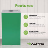 Alpine Industries 29 Gallon Trash/Recycling Cans, Steel, Green Can with Mixed Lid (ALH4450KITGRNM) Each