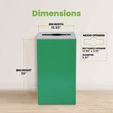 Alpine Industries 29 Gallon Trash/Recycling Cans, Steel, Green Can with Mixed Lid (ALH4450KITGRNM) Each