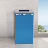 Alpine Industries 29 Gallon Trash/Recycling Cans, Steel, Blue Recycling Can with Square Lid (ALH4450KITBLUSR) Each
