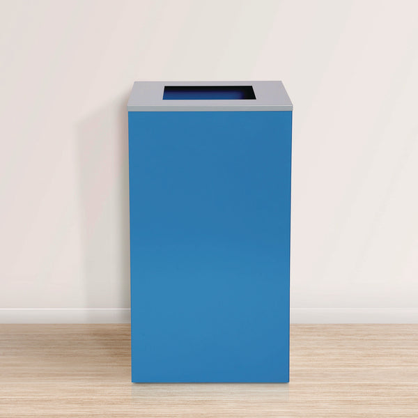 Alpine Industries 29 Gallon Trash/Recycling Cans, Steel, Blue Can with Square Lid (ALH4450KITBLUS) Each