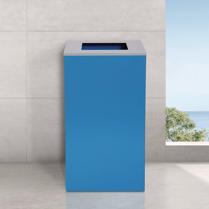 Alpine Industries 29 Gallon Trash/Recycling Cans, Steel, Blue Can with Square Lid (ALH4450KITBLUS) Each