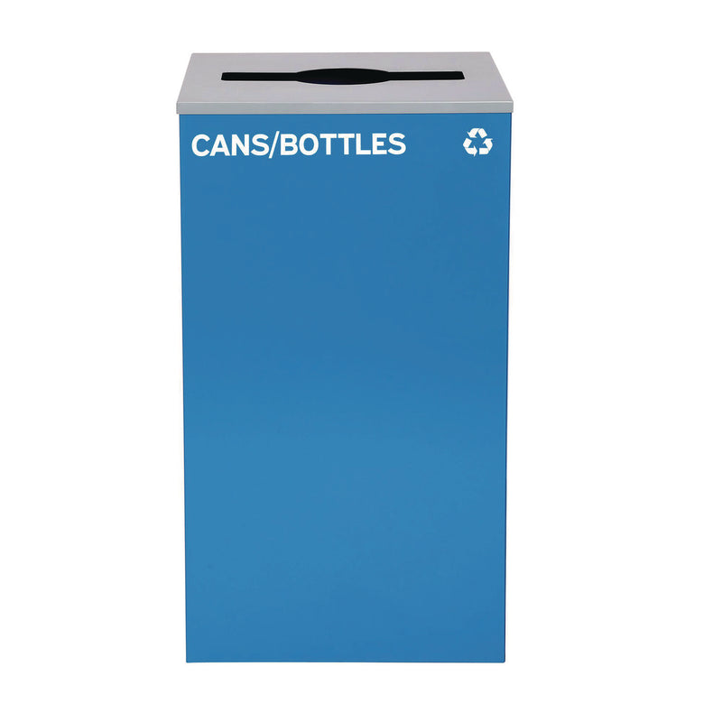 Alpine Industries 29 Gallon Trash/Recycling Cans, Steel, Blue Cans/Bottles Recycling Can with Mixed Lid (ALH4450KITBLUMC) Each