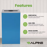 Alpine Industries 29 Gallon Trash/Recycling Cans, Steel, Blue Can with Mixed Lid (ALH4450KITBLUM) Each