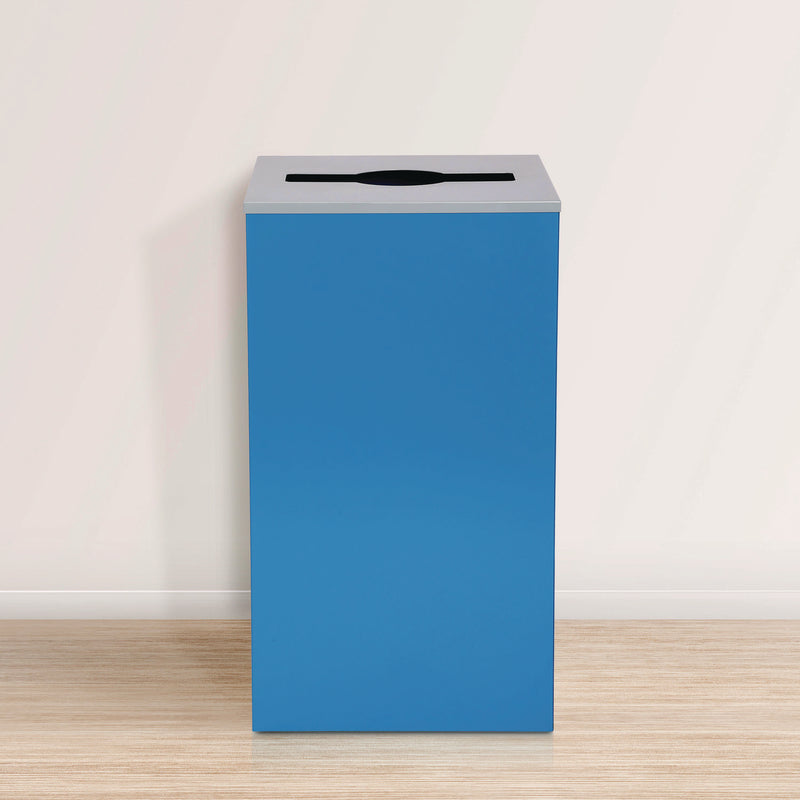 Alpine Industries 29 Gallon Trash/Recycling Cans, Steel, Blue Can with Mixed Lid (ALH4450KITBLUM) Each