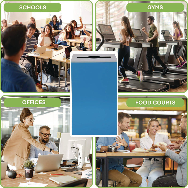 Alpine Industries 29 Gallon Trash/Recycling Cans, Steel, Blue Can with Mixed Lid (ALH4450KITBLUM) Each