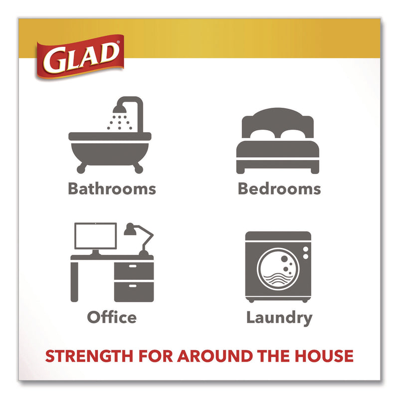 Glad® Medium Drawstring Trash Bags with Clorox, 8 gal, Lemon Fresh Bleach Scent, 0.74 mil, 23" x 21.63", Gray, 26/Box (CLO79316) Box of 26