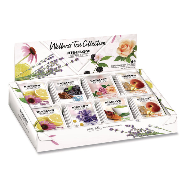 Bigelow® Benefits Wellness Tea Bags, Assorted Flavors, 64/Box (BTCRCB50568) Box of 64