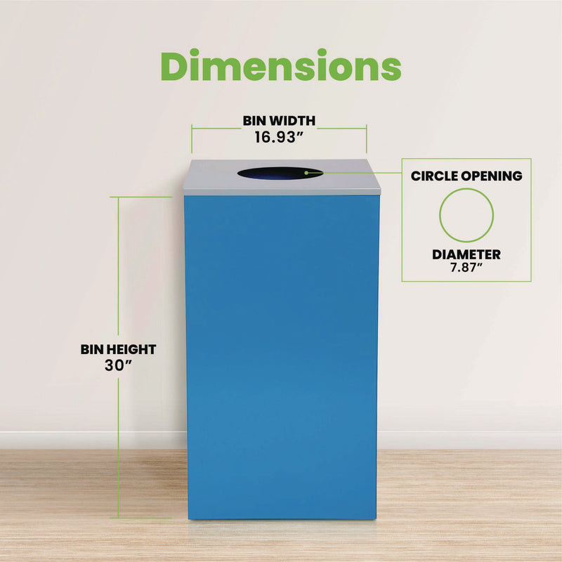 Alpine Industries 29 Gallon Trash/Recycling Cans, Steel, Blue Can with Circle Lid (ALH4450KITBLUC) Each