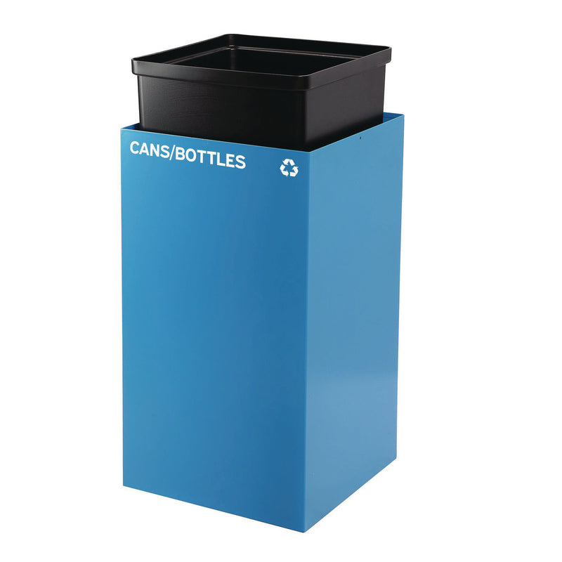 Alpine Industries 29 Gallon Trash/Recycling Cans, Steel, Blue Cans/Bottles Recycling Can with Circle Lid (ALH4450KITBLUCC) Each