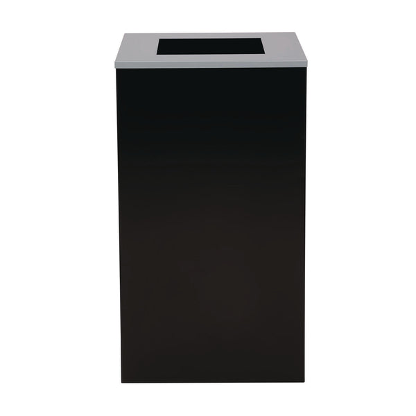 Alpine Industries 29 Gallon Trash/Recycling Cans, Steel, Black Can with Square Lid (ALH4450KITBLKS) Each