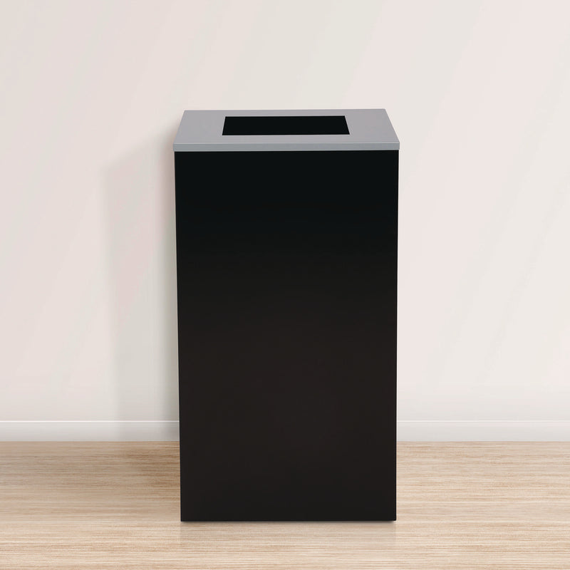 Alpine Industries 29 Gallon Trash/Recycling Cans, Steel, Black Can with Square Lid (ALH4450KITBLKS) Each