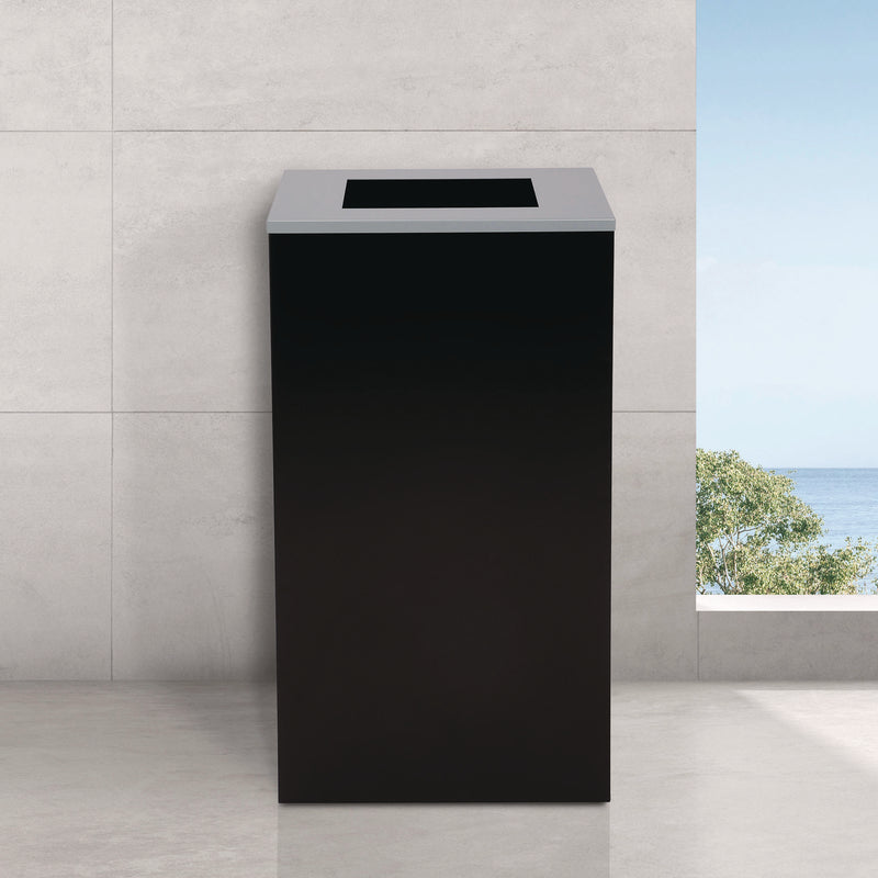 Alpine Industries 29 Gallon Trash/Recycling Cans, Steel, Black Can with Square Lid (ALH4450KITBLKS) Each