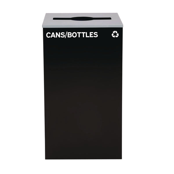 Alpine Industries 29 Gallon Trash/Recycling Cans, Steel, Black Cans/Bottles Recycling Can with Mixed Lid (ALH4450KITBLKMC) Each