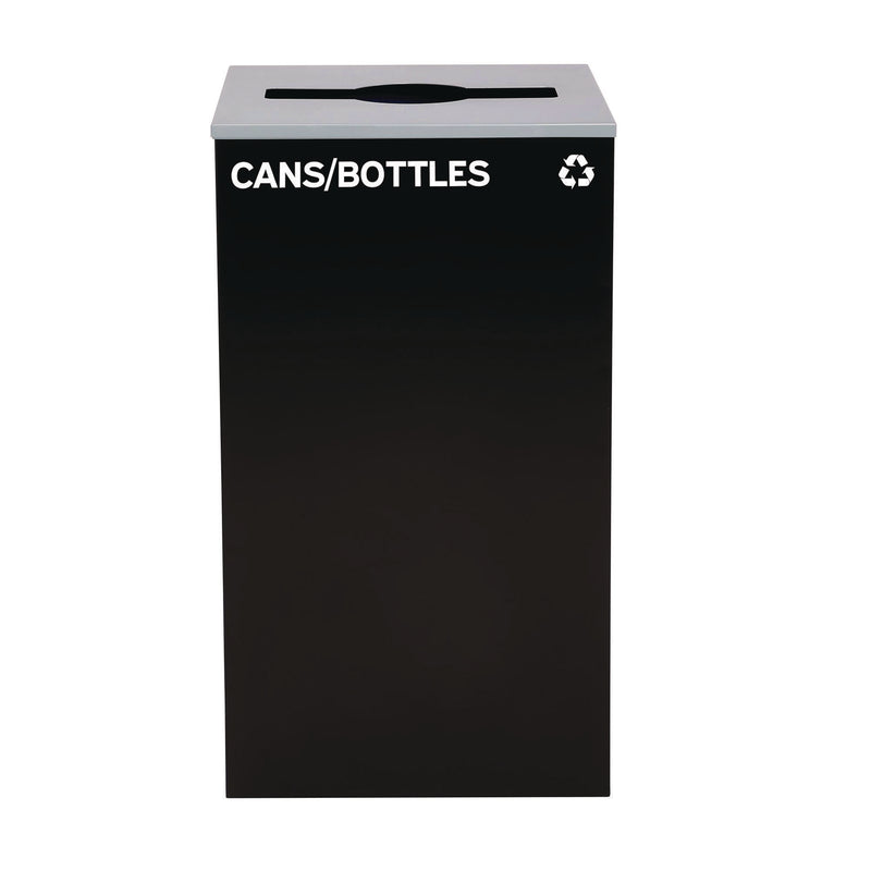 Alpine Industries 29 Gallon Trash/Recycling Cans, Steel, Black Cans/Bottles Recycling Can with Mixed Lid (ALH4450KITBLKMC) Each