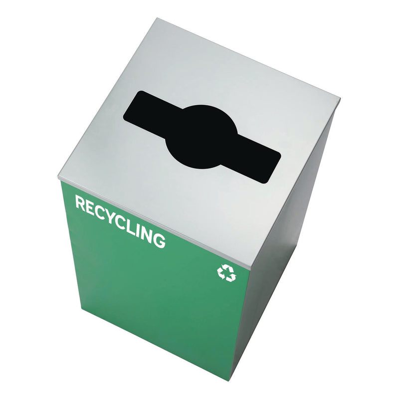 Alpine Industries 29 Gallon Trash/Recycling Cans, Steel, Blue Recycling Can and Black Trash Can w/Sq Lid, Green Recycling Can with Mixed Lid (ALH4450BLKKIT21) Each