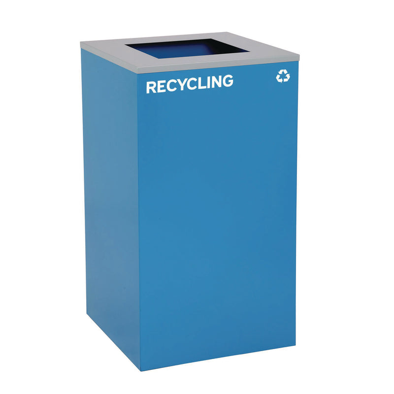 Alpine Industries 29 Gallon Trash/Recycling Cans, Steel, Blue Recycling and Black Trash Cans w/Square Lid, Green Mixed Recycling Can Mixed Lid (ALH4450BLKKIT22) Each