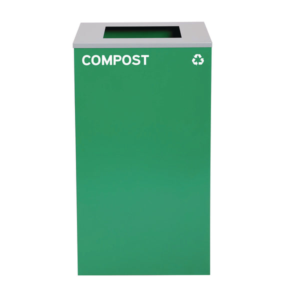 Alpine Industries 29 Gallon Trash/Recycling Cans, Steel, Blue Cans/Bottles with Circle Lid, Green Compost and Black Trash Cans with Square Lids (ALH4450BLKKIT34) Each