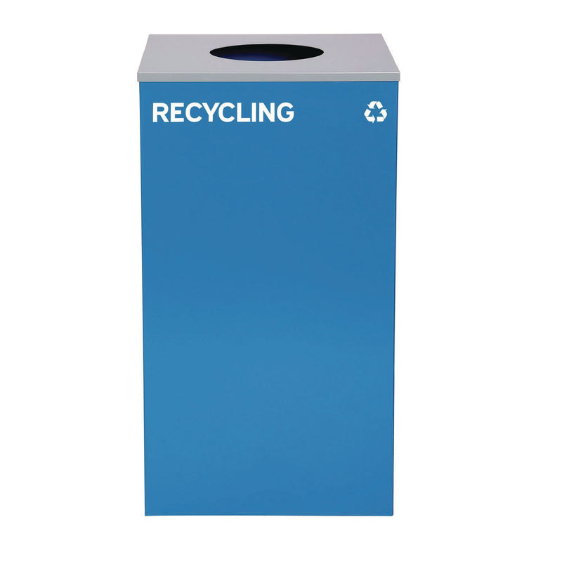 Alpine Industries 29 Gallon Trash/Recycling Cans, Steel, Blue Recycling Can w/Circle Lid, Green Recycling Can and Black Trash Can w/Square Lids (ALH4450BLKKIT35) Each