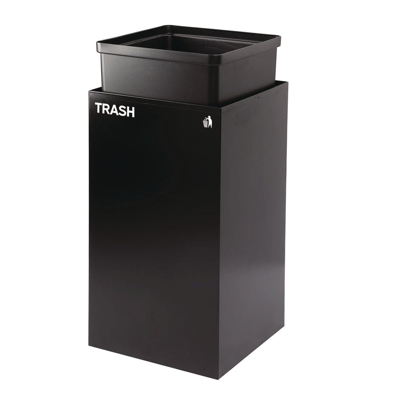Alpine Industries 29 Gallon Trash/Recycling Cans, Steel, Blue Recycling Can w/Circle Lid, Green Recycling Can and Black Trash Can w/Square Lids (ALH4450BLKKIT35) Each