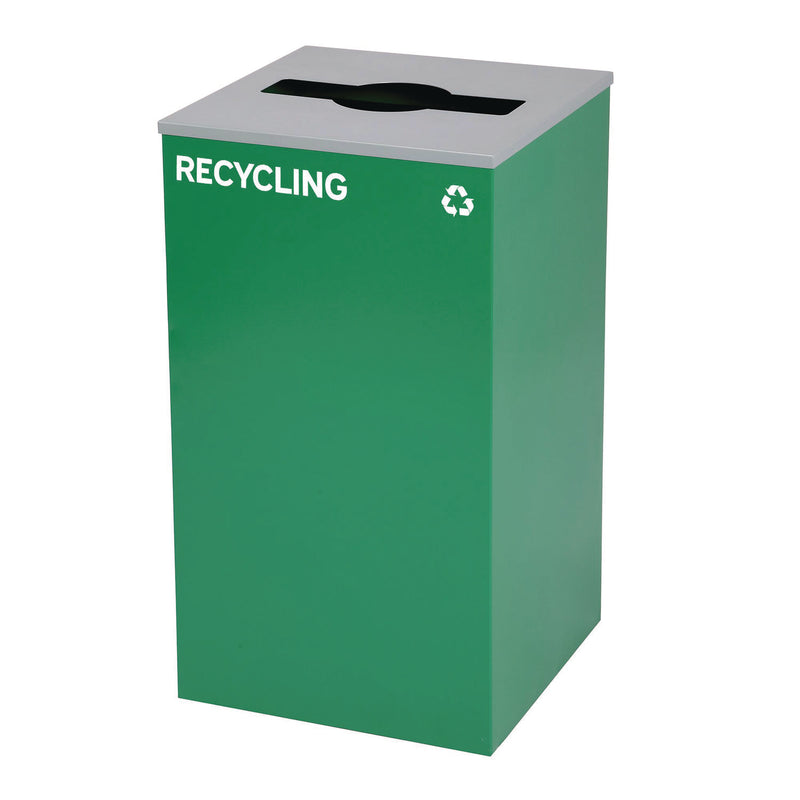 Alpine Industries 29 Gallon Trash/Recycling Cans, Steel, Blue Mixed Recycling w/Circle Lid, Green Recycling w/Mixed Lid, Black Trash w/Sq Lid (ALH4450BLKKIT40) Each