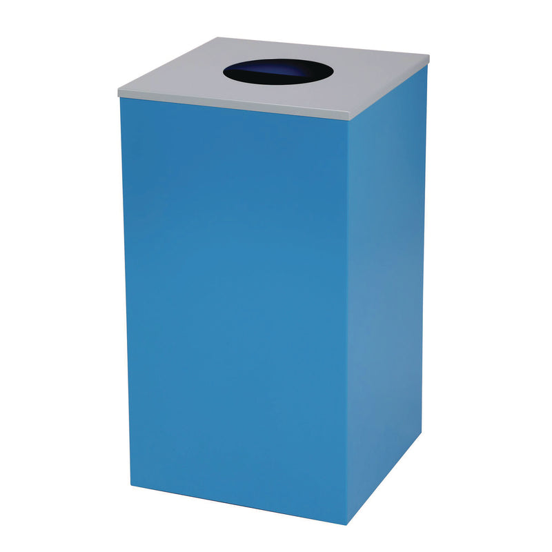 Alpine Industries 29 Gallon Trash/Recycling Cans, Steel, Blue Mixed Recycling Can w/Circle Lid, Green Compost and Black Trash Cans w/Sq Lids (ALH4450BLKKIT33) Each