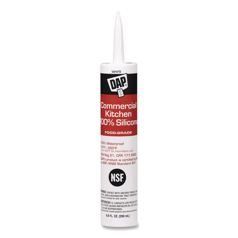 DAP® Commercial Kitchen Silicone Sealant, 9.8 oz Tube, White (DAP7079808656) Each