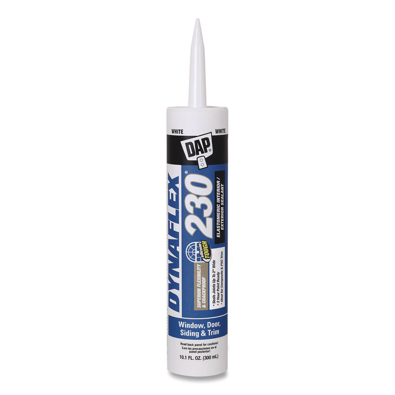 DAP® Dynaflex 230 Premium 100% Waterproof Indoor/Outdoor Elastomeric Sealant, 10.1 oz Tube, White (DAP7079818275) Each