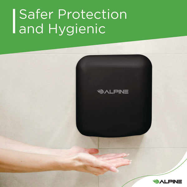 Alpine Industries Hemlock Commercial Automatic 120V Hand Dryer, 6.69 x 11.41 x 12.31, Stainless Steel, Black (ALHALP40010BLA) Each