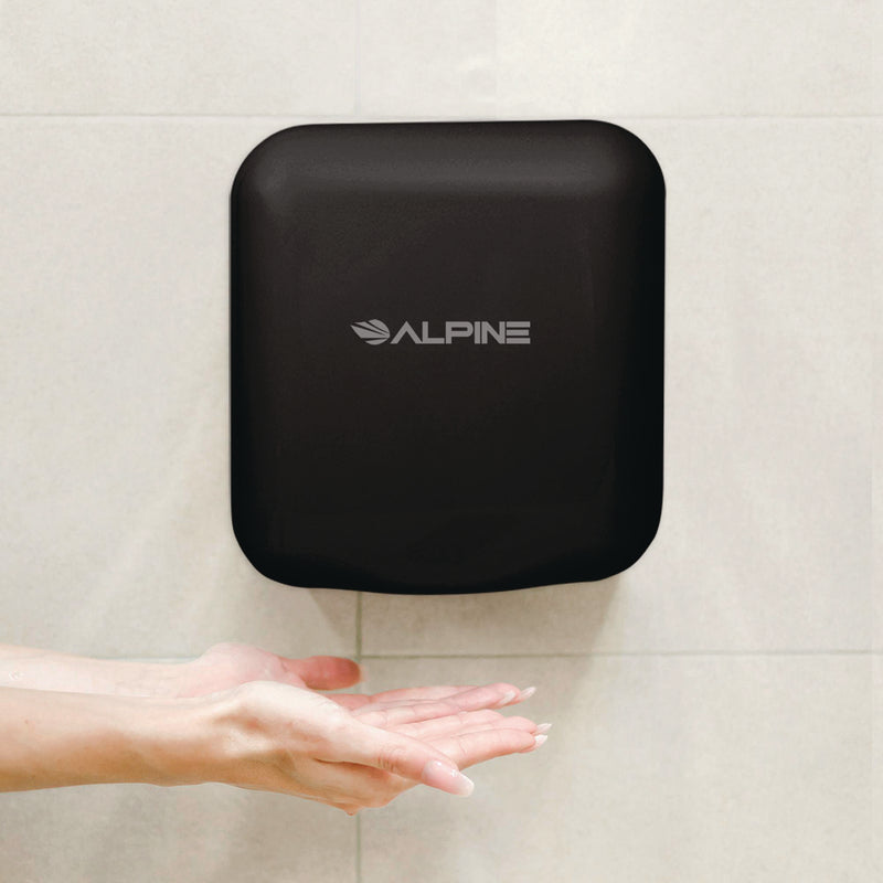 Alpine Industries Hemlock Commercial Automatic 120V Hand Dryer, 6.69 x 11.41 x 12.31, Stainless Steel, Black (ALHALP40010BLA) Each