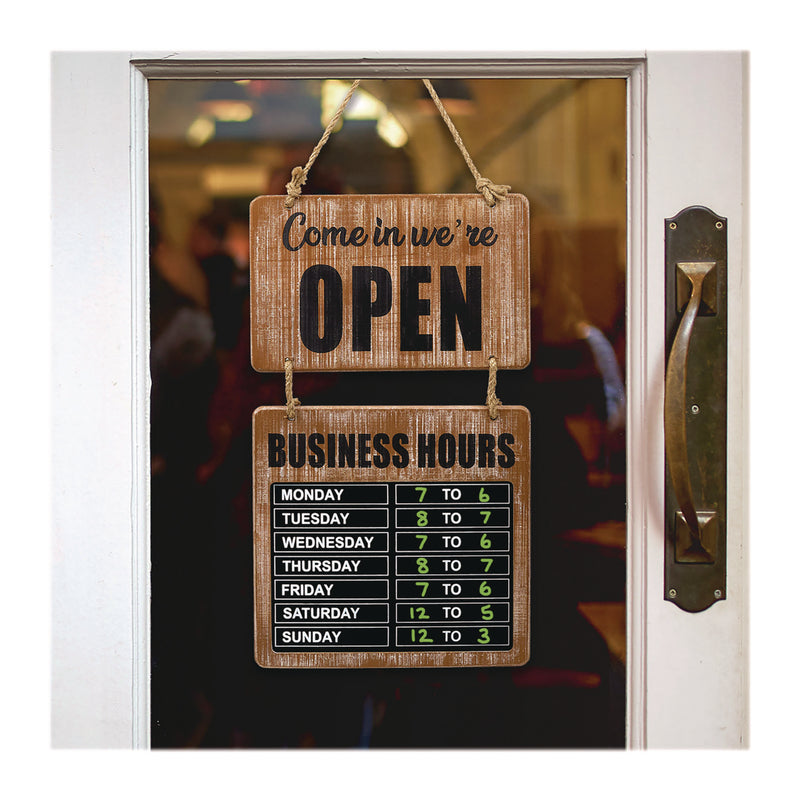 Excello Global Products® Business Hours Outdoor Sign, 9.75 x 22.5, Brown Face, Black/White Lettering, Chalkboard (EXOEGPHD0310S) Each