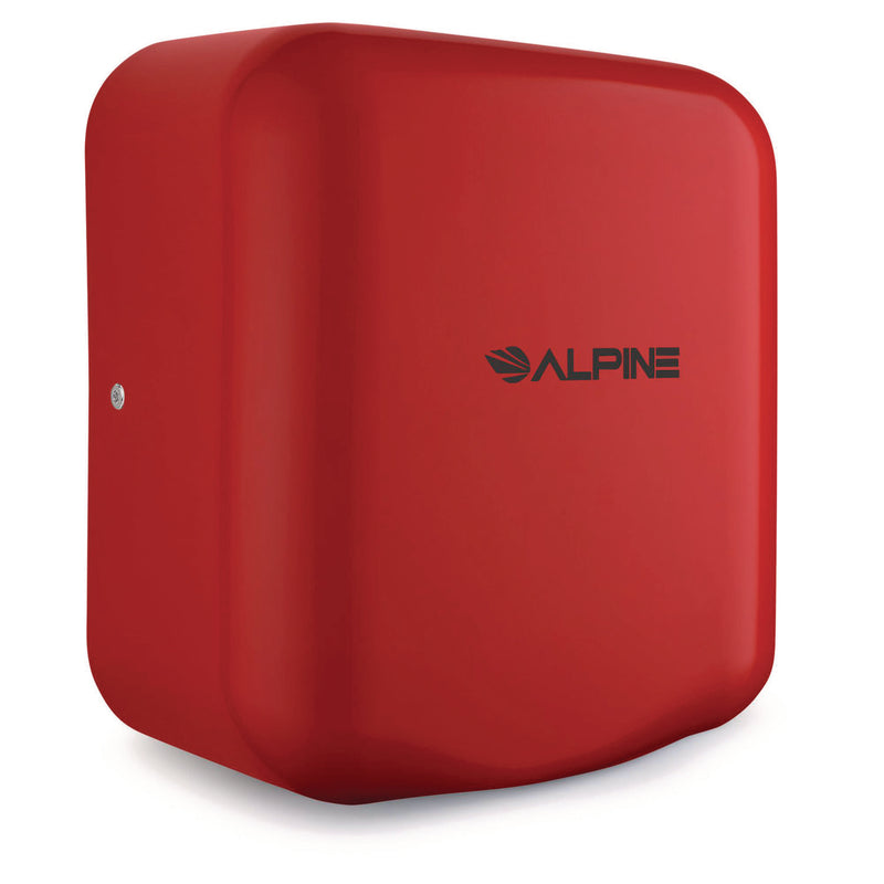 Alpine Industries Hemlock Commercial Automatic 120V Hand Dryer, 6.68 x 11.41 x 12.31, Stainless Steel, Red (ALHALP40010RED) Each