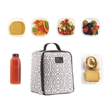 fit + fresh Lunch Bag, 8 x 6 x 10, Black and White Geometric (FAF7613FF3242) Each