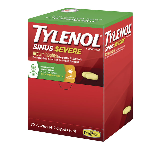 Tylenol® Sinus Severe Acetaminophen Daytime Pain Reliever Caplet, 2 Caplets/Packet, 30 Packets/Box (JOJ64578) Box of 30