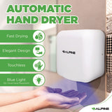 Alpine Industries Hemlock Commercial 220V Automatic Hand Dryer, 6.68 x 11.41 x 12.31, Stainless Steel, White (ALHALP40020WHI) Each