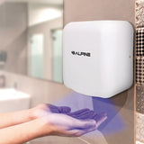 Alpine Industries Hemlock Commercial 220V Automatic Hand Dryer, 6.68 x 11.41 x 12.31, Stainless Steel, White (ALHALP40020WHI) Each