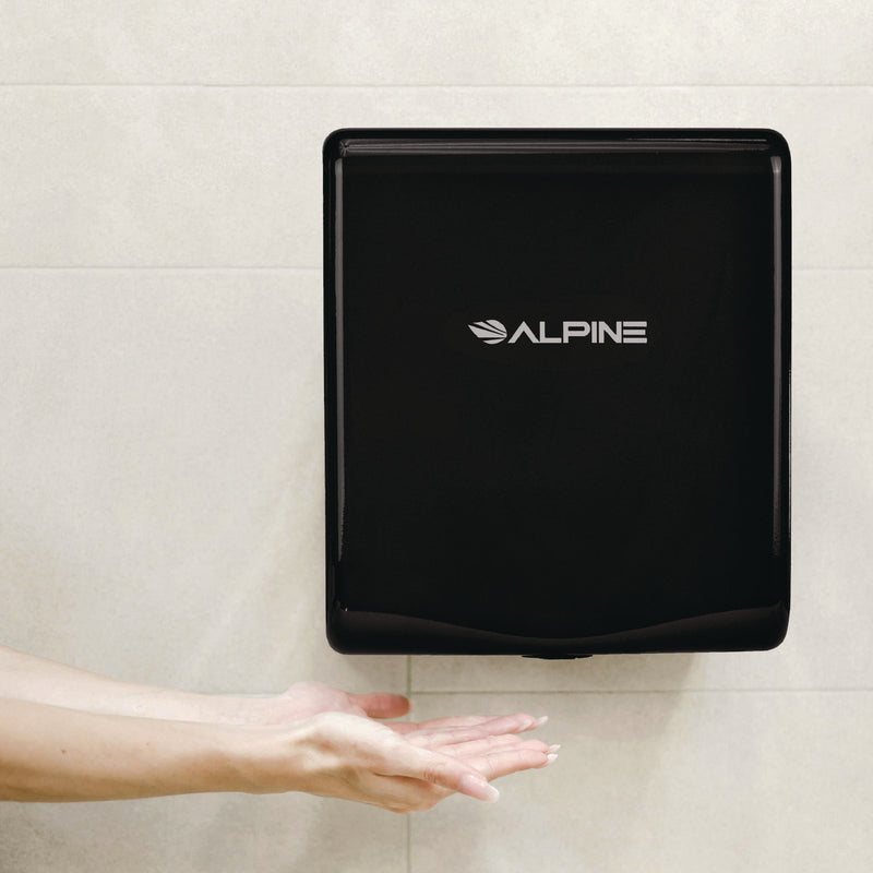Alpine Industries Willow Commercial 120V Automatic Hand Dryer, 3.93 x 11.25 x 12.63, Stainless Steel, Black (ALHALP40510BLA) Each