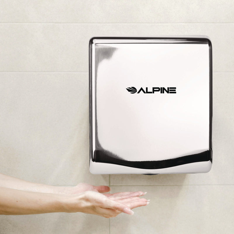 Alpine Industries Willow Commercial 120V Automatic Hand Dryer, 3.93 x 11.25 x 12.63, Stainless Steel, Chrome (ALHALP40510CHR) Each
