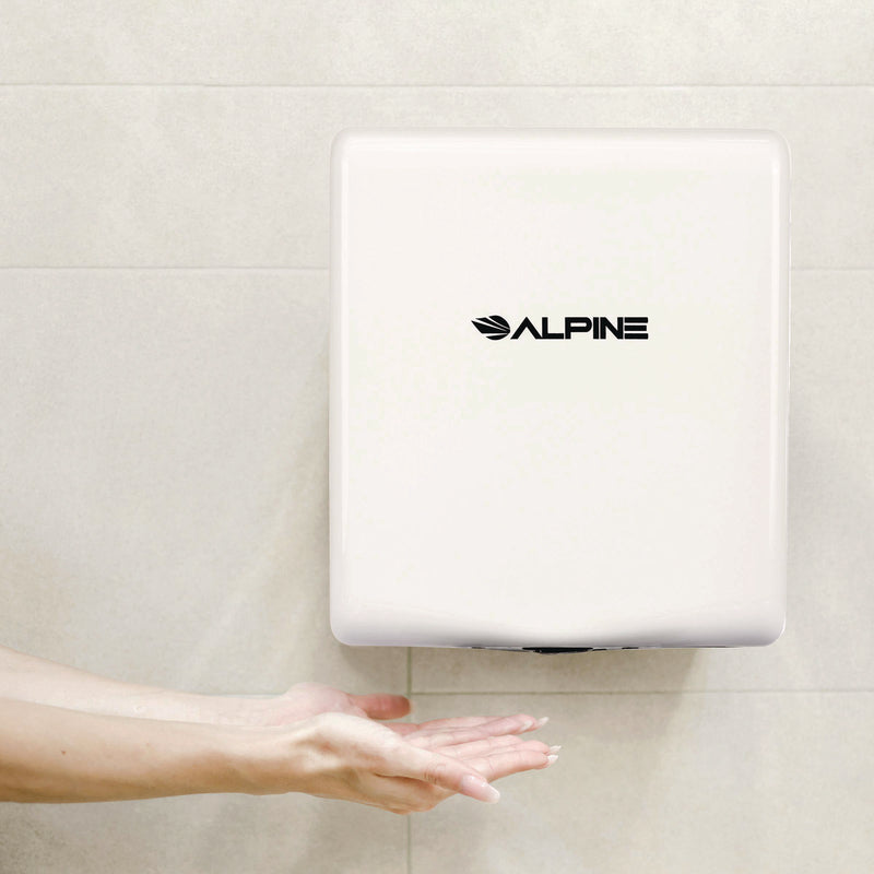 Alpine Industries Willow Commercial 120V Automatic Hand Dryer, 3.93 x 11.25 x 12.63, Stainless Steel, White (ALHALP40510WHI) Each