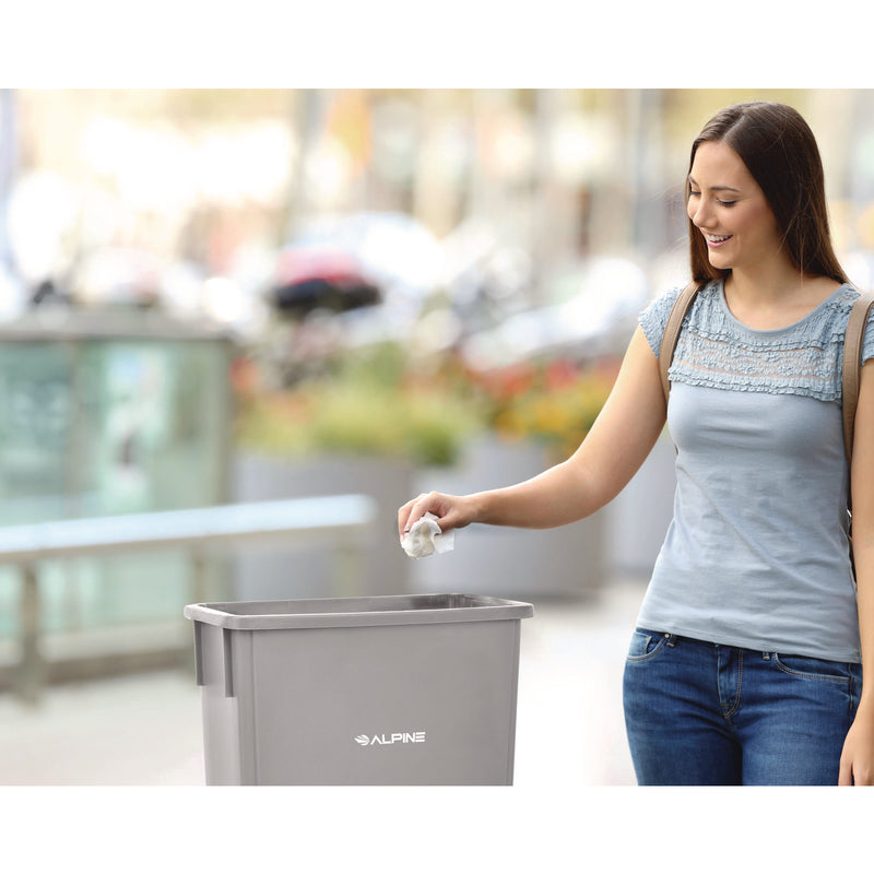 Alpine Industries Slim 23 Gallon Indoor Trash Can, Plastic, Gray (ALH477GRY) Each