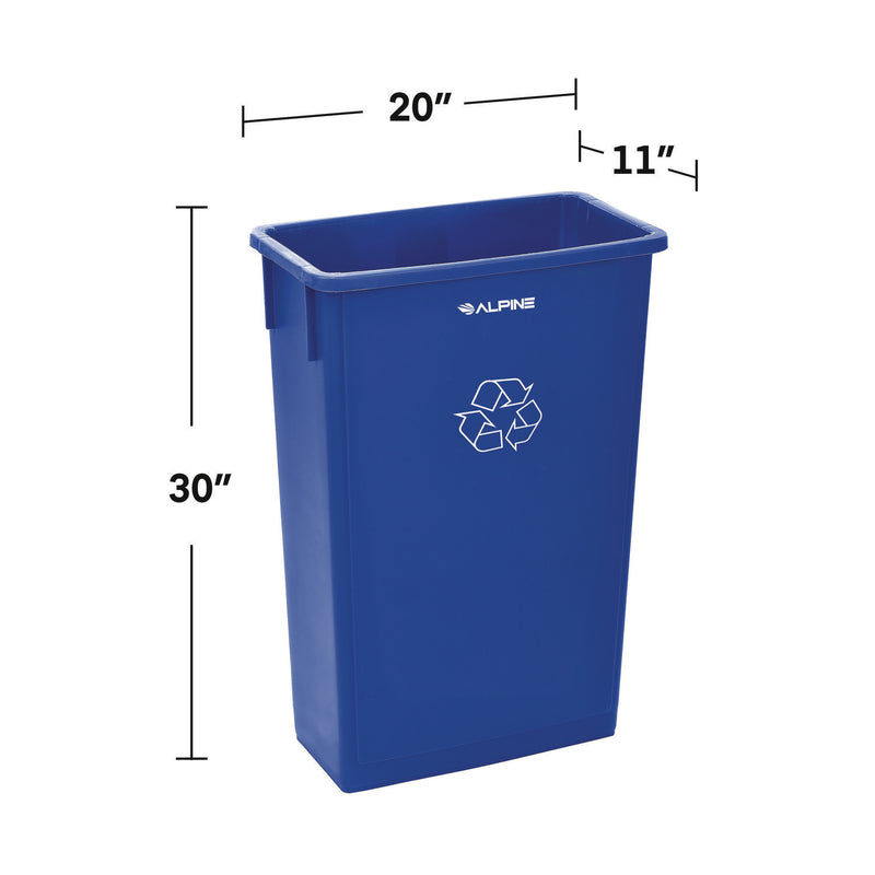 Alpine Industries Slim 23 Gallon Recycling Bin, Plastic, Blue (ALH477RBLU) Each