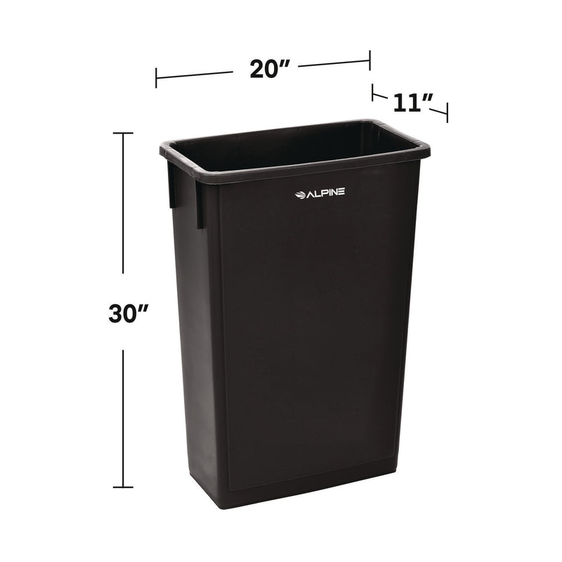 Alpine Industries Slim 23 Gallon Indoor Trash Can, Plastic, Black (ALHALP477BLK) Each