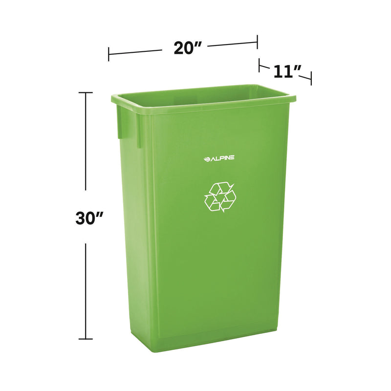 Alpine Industries Slim 23 Gallon Recycling Bin, Plastic, Lime Green (ALHALP477LGRN) Each