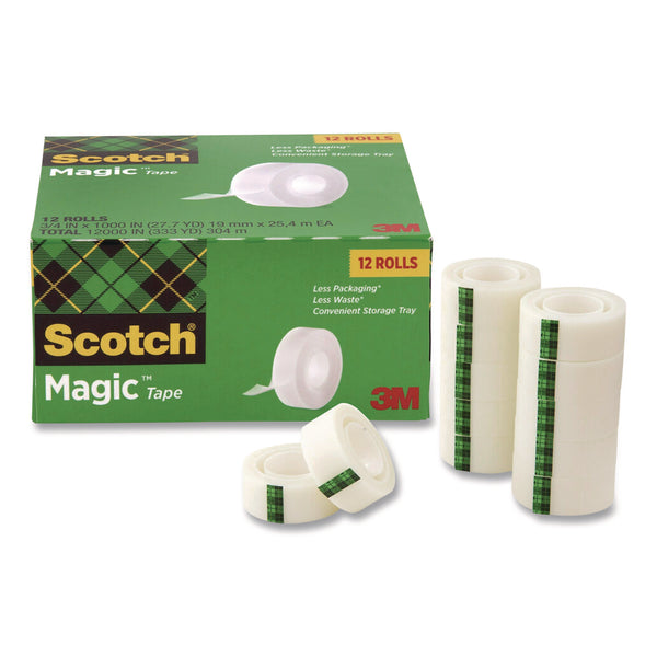 Scotch® Magic Tape Cabinet Pack, 1" Core, 0.75" x 27.7 yds, Clear, 12/Pack (MMM810K12CP) Pack of 12