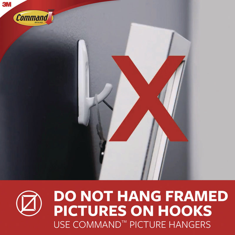 Command™ X-large Utility Hooks, Plastic, White, 15 lb Capacity, 2 Hooks and 8 Strips/Pack (MMM170112ES) Pack of 2