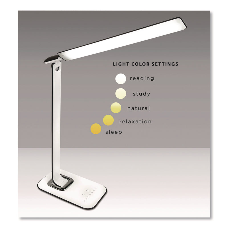 MOUNT-IT! Turcom RelaxaLight Dimmable LED Desk Lamp with USB, Adjustable Neck, 16" to 28.5" High, White (MNITS7005) Each