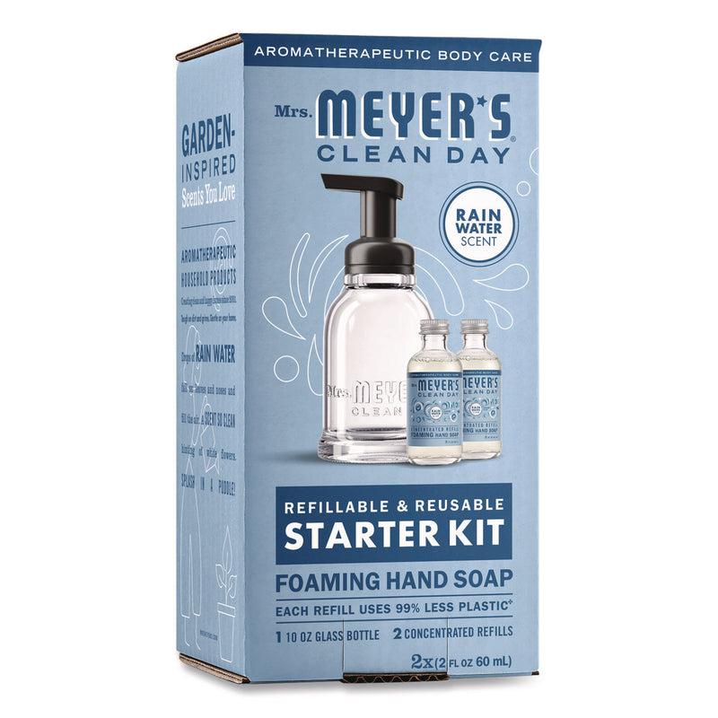 Mrs. Meyer's® Foaming Hand Soap Concentrate Starter Kit, Rain Water, (2) 2 oz Refill Bottles, 10 oz Dispenser Bottle (MTH355607) Each