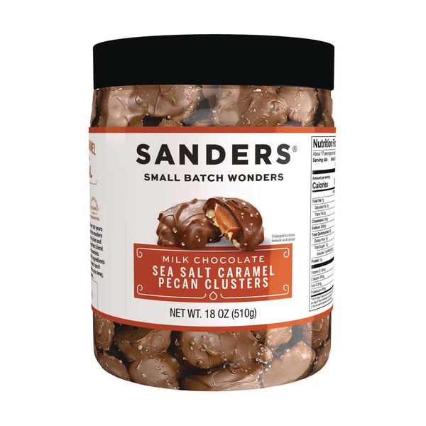 Sanders® Small Batch wonders Sea Salt Caramel Pecan Clusters, 18 oz Tub (NDEMRY30971) Each