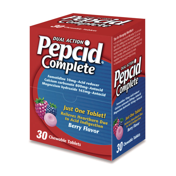 Pepcid® Complete Dual-Action Antacid, Berry Flavor, 30/Box (PCD64228) Box of 30